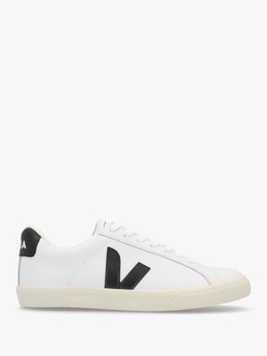 Esplar Logo Extra White Black Leather Trainers