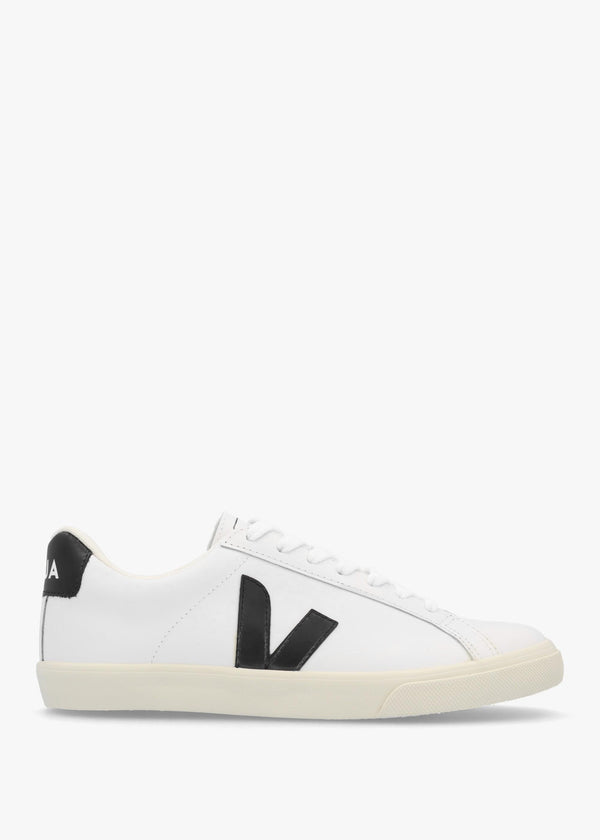Esplar Logo Extra White Black Leather Trainers