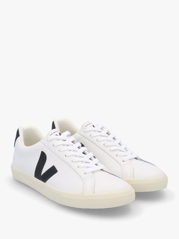 Esplar Logo Extra White Black Leather Trainers
