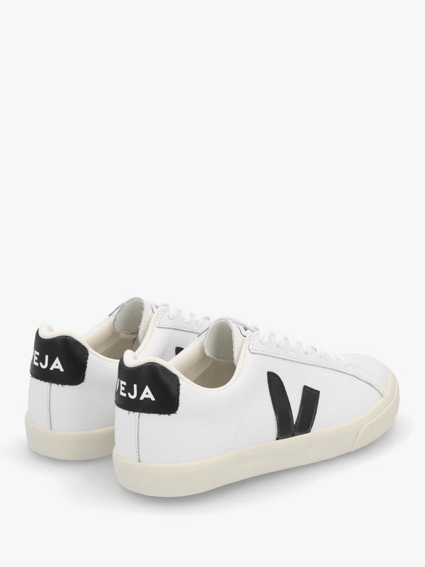 Esplar Logo Extra White Black Leather Trainers