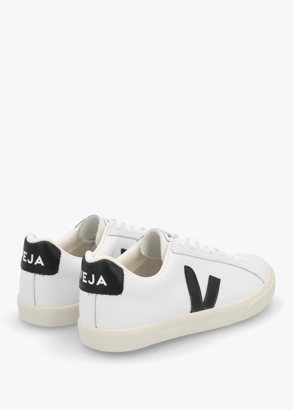 Esplar Logo Extra White Black Leather Trainers