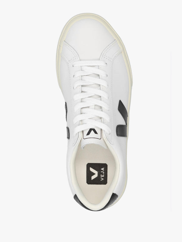 Esplar Logo Extra White Black Leather Trainers