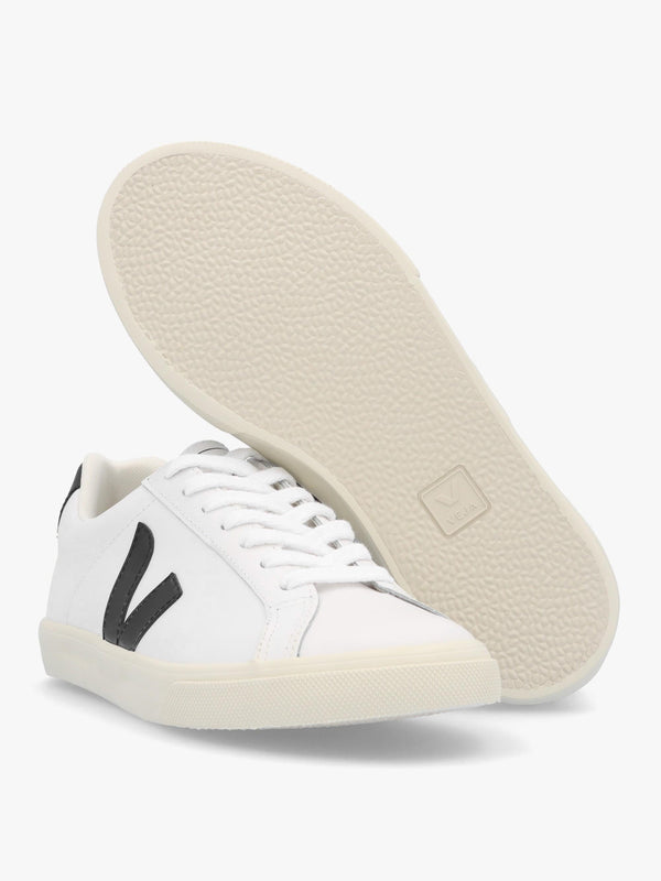 Esplar Logo Extra White Black Leather Trainers