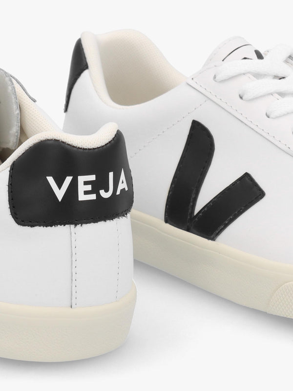 Esplar Logo Extra White Black Leather Trainers