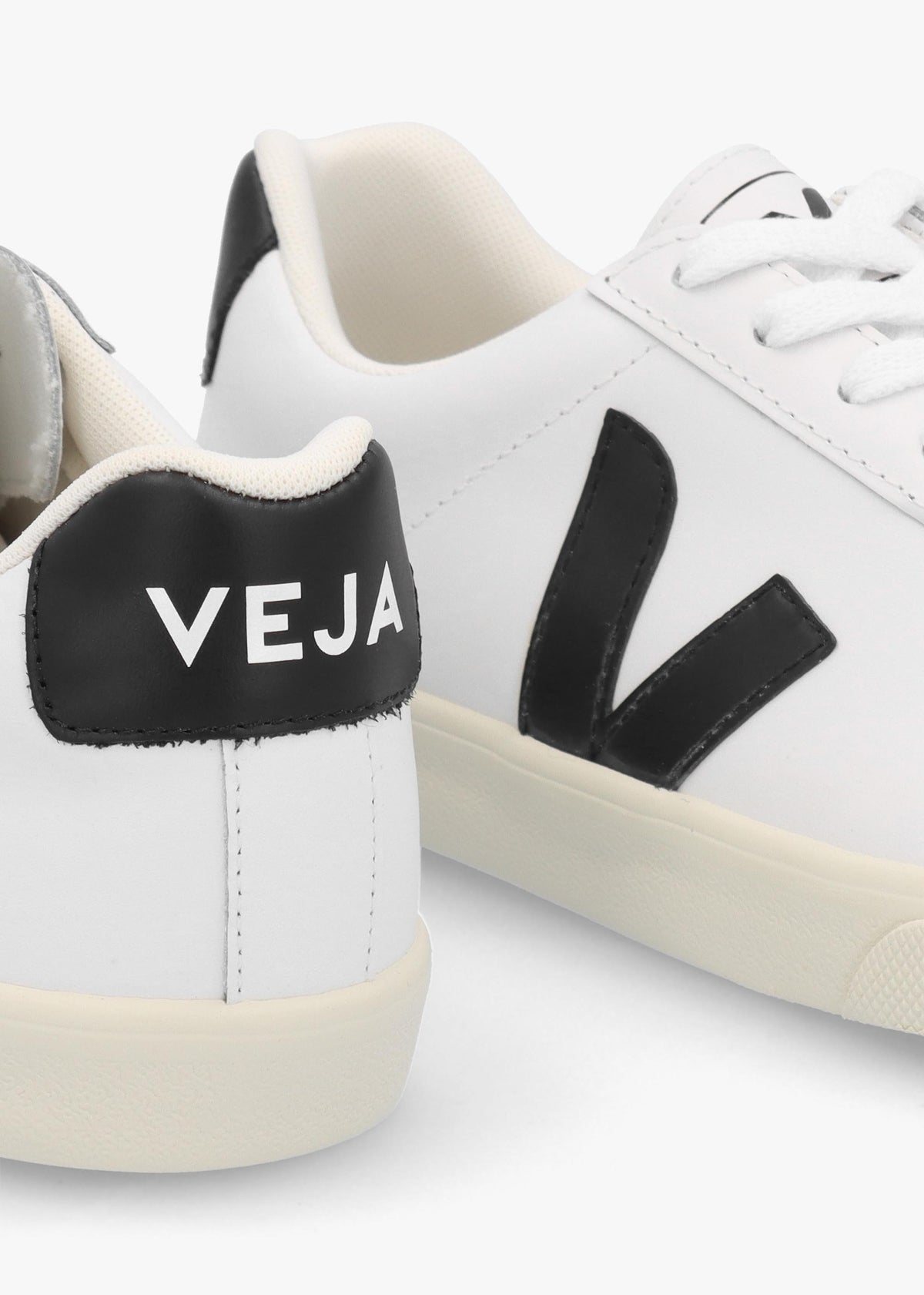 Esplar Logo Extra White Black Leather Trainers