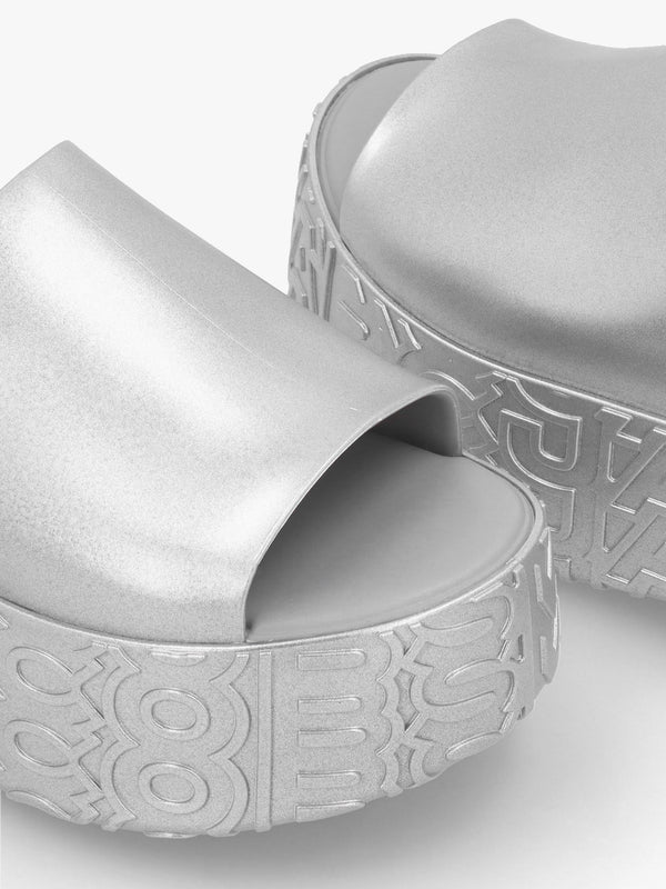 x Melissa Becky Silver Slab Sole Mules