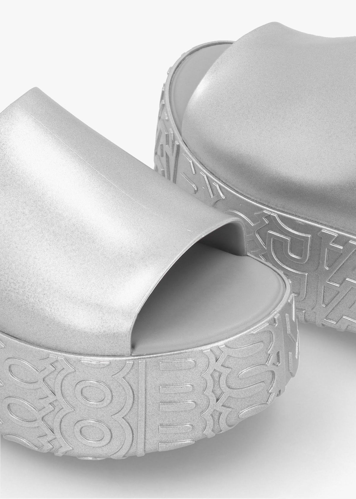 x Melissa Becky Silver Slab Sole Mules