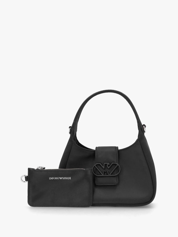 Raso Black Satin Hobo Shoulder Bag