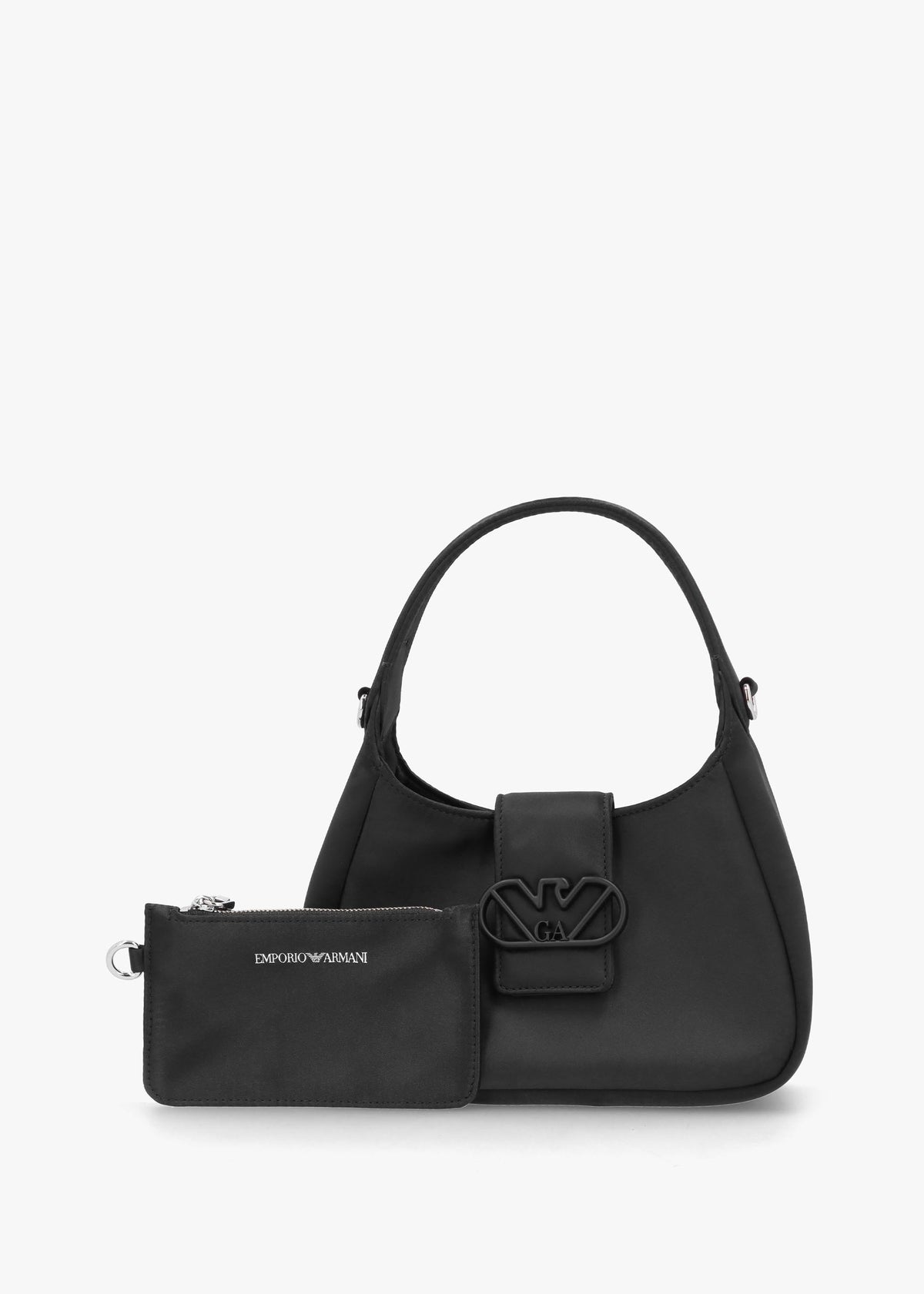 Raso Black Satin Hobo Shoulder Bag