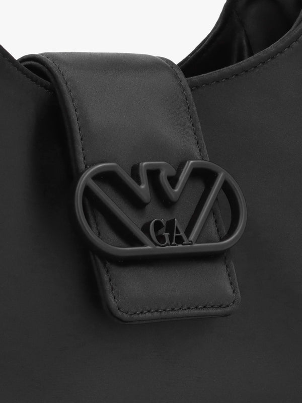Raso Black Satin Hobo Shoulder Bag