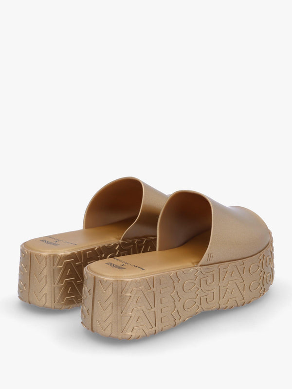 x Melissa Becky Gold Slab Sole Mules