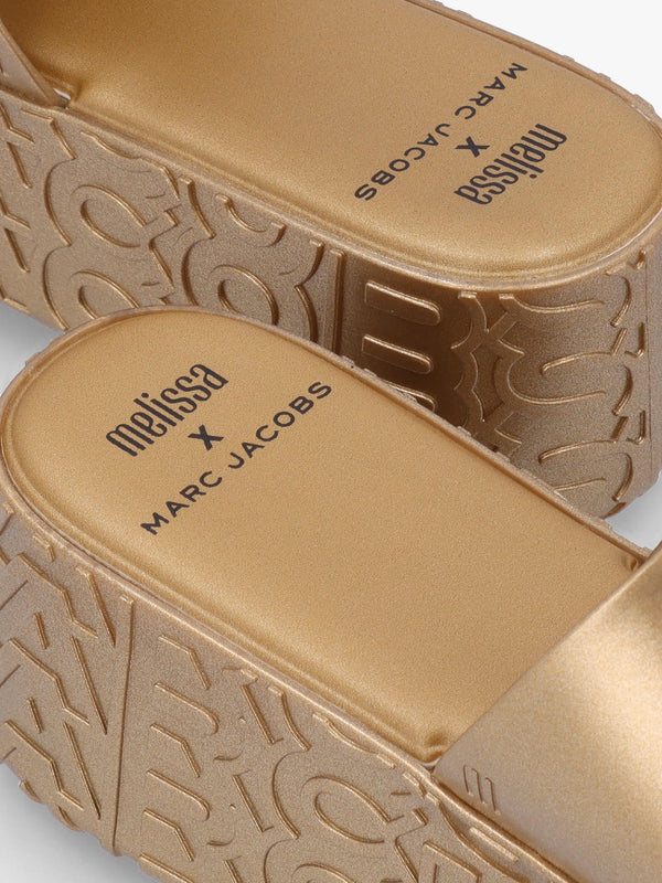 x Melissa Becky Gold Slab Sole Mules