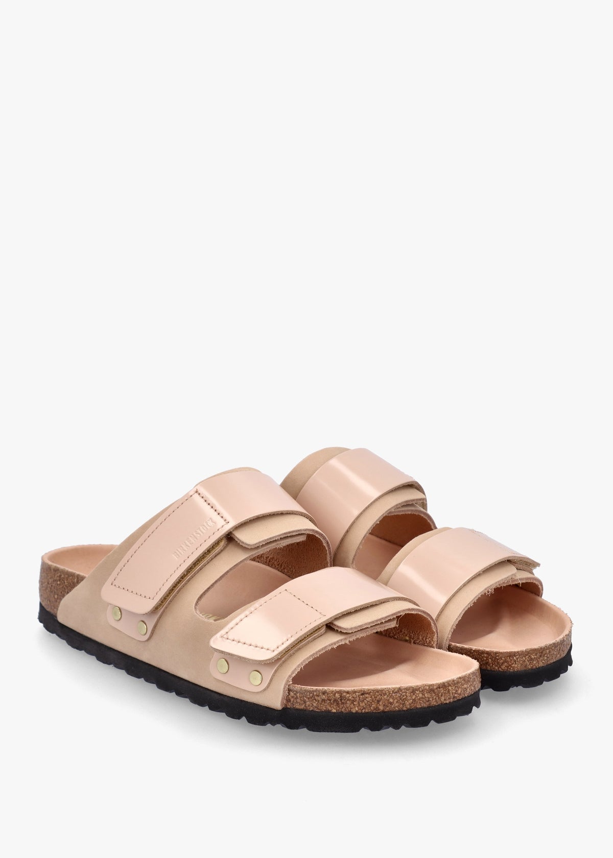 Uji New Beige Nubuck Leather Two Bar Mules