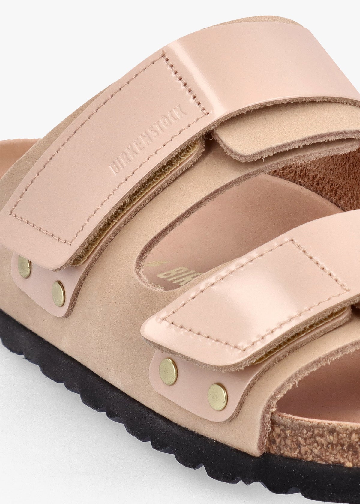 Uji New Beige Nubuck Leather Two Bar Mules