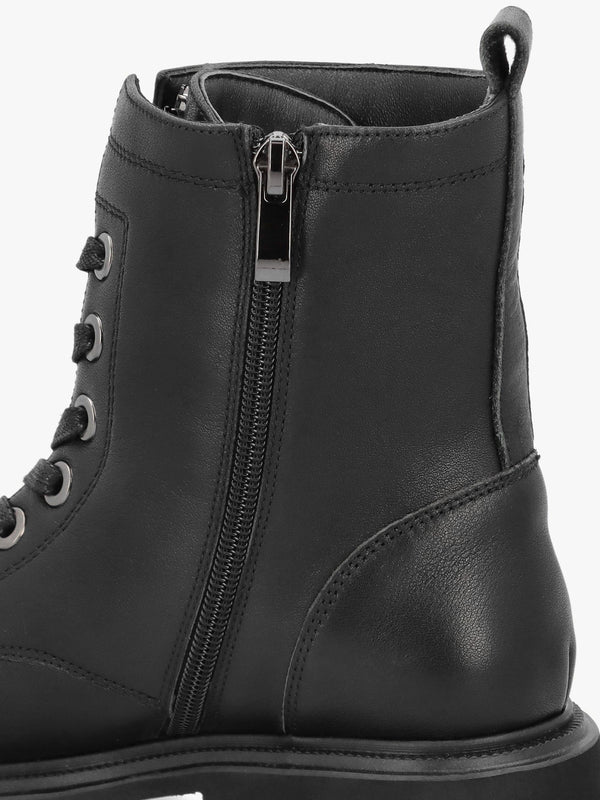Amari Black Leather Embellished Ankle Boots