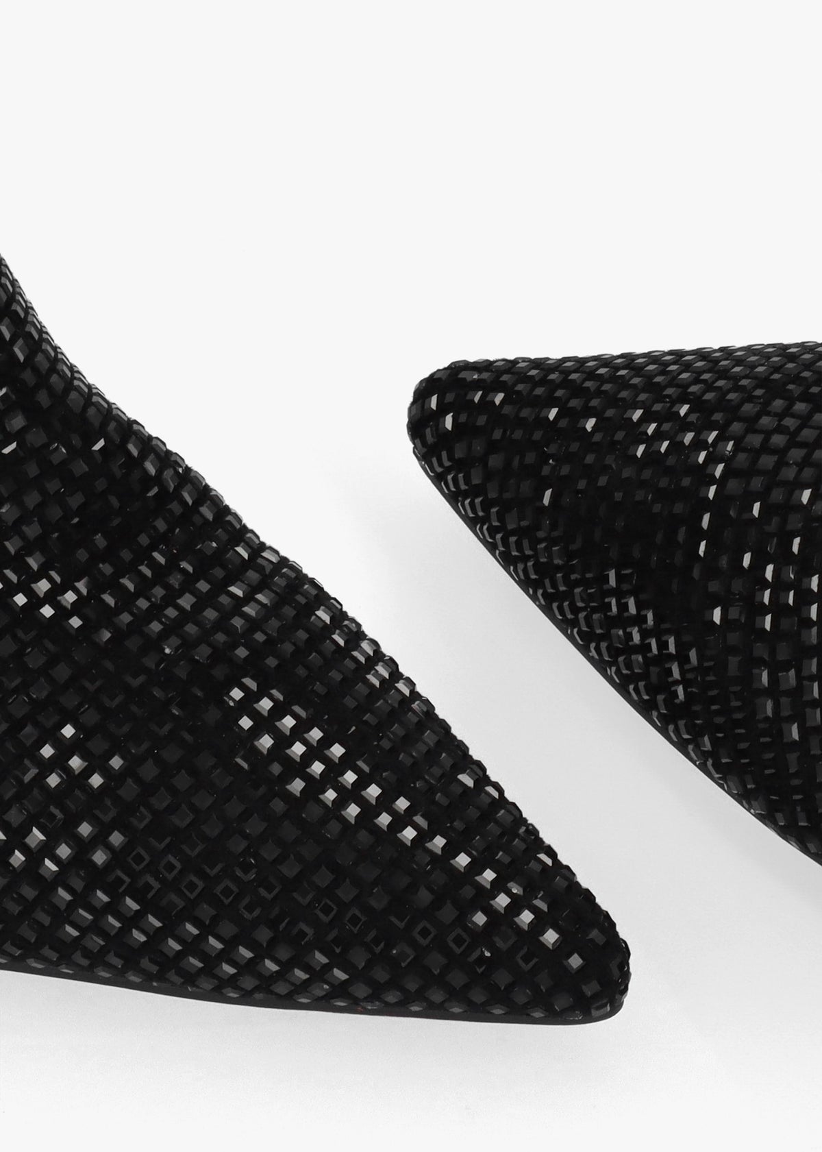 April Black Crystal Embellished Kitten Heel Ankle Boots