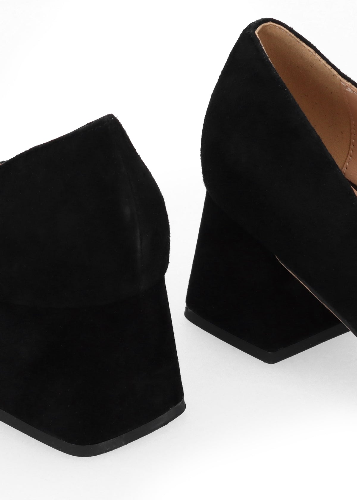 Athena Black Suede Crystal Bit Block Heel Court Shoes