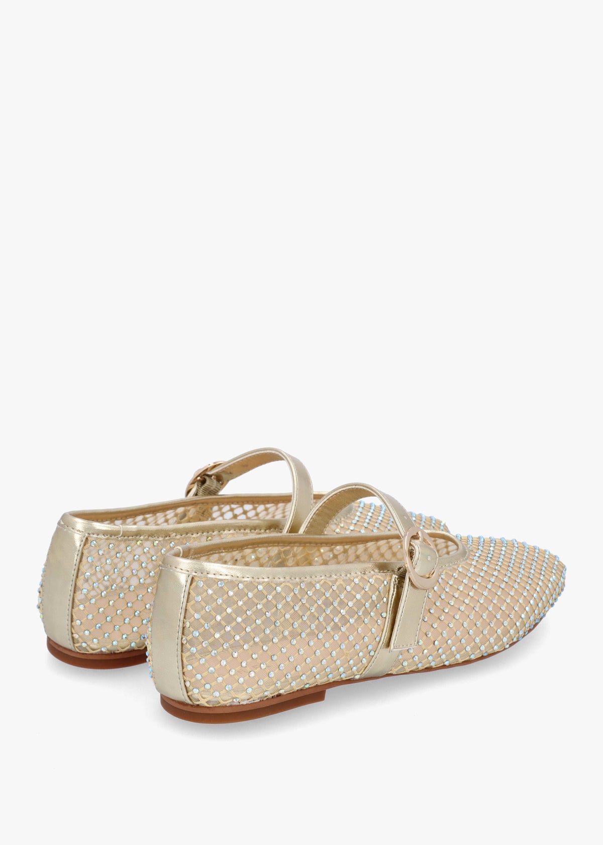 Imesh Gold Crystal Mesh Mary Jane Pumps