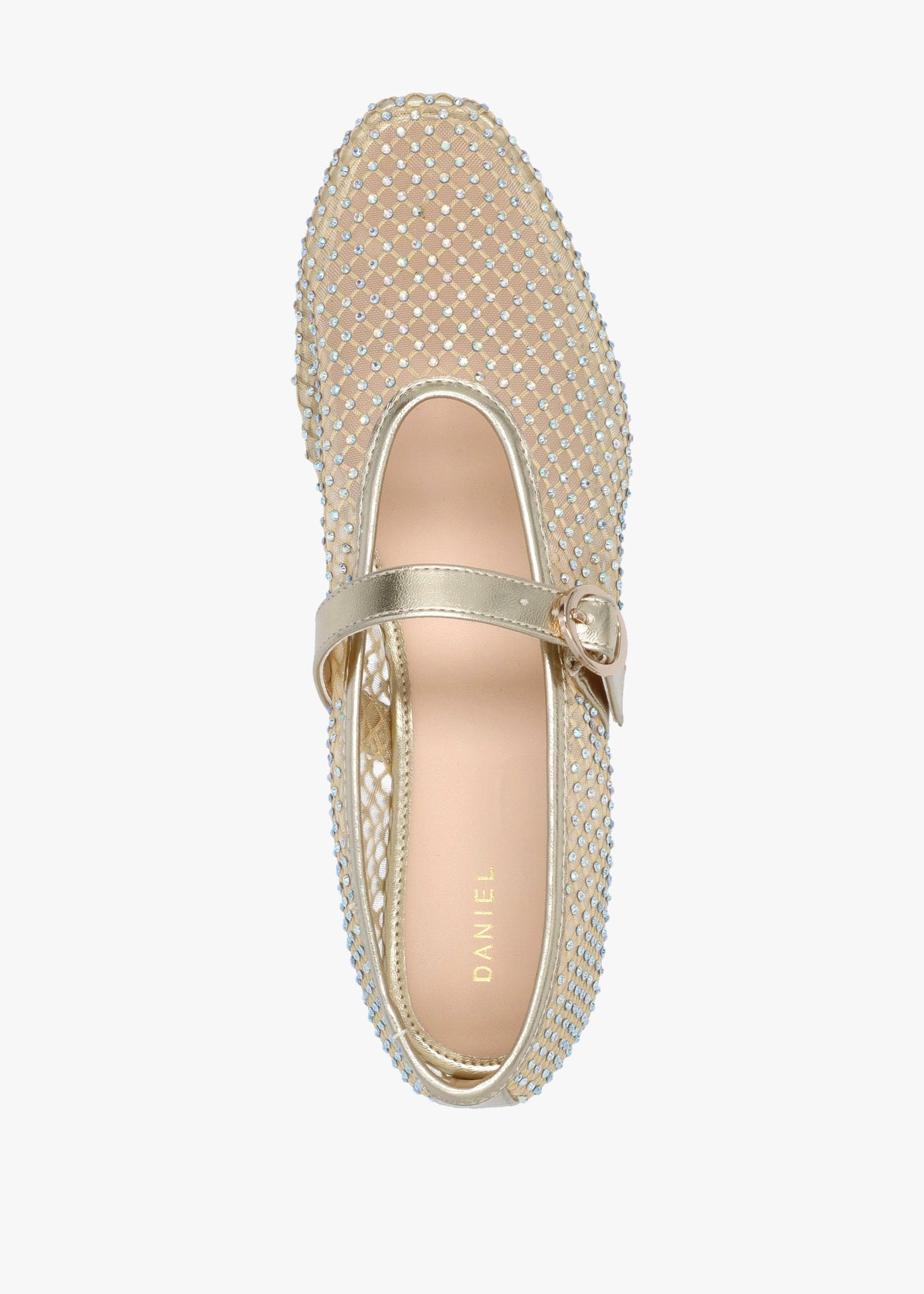 Imesh Gold Crystal Mesh Mary Jane Pumps