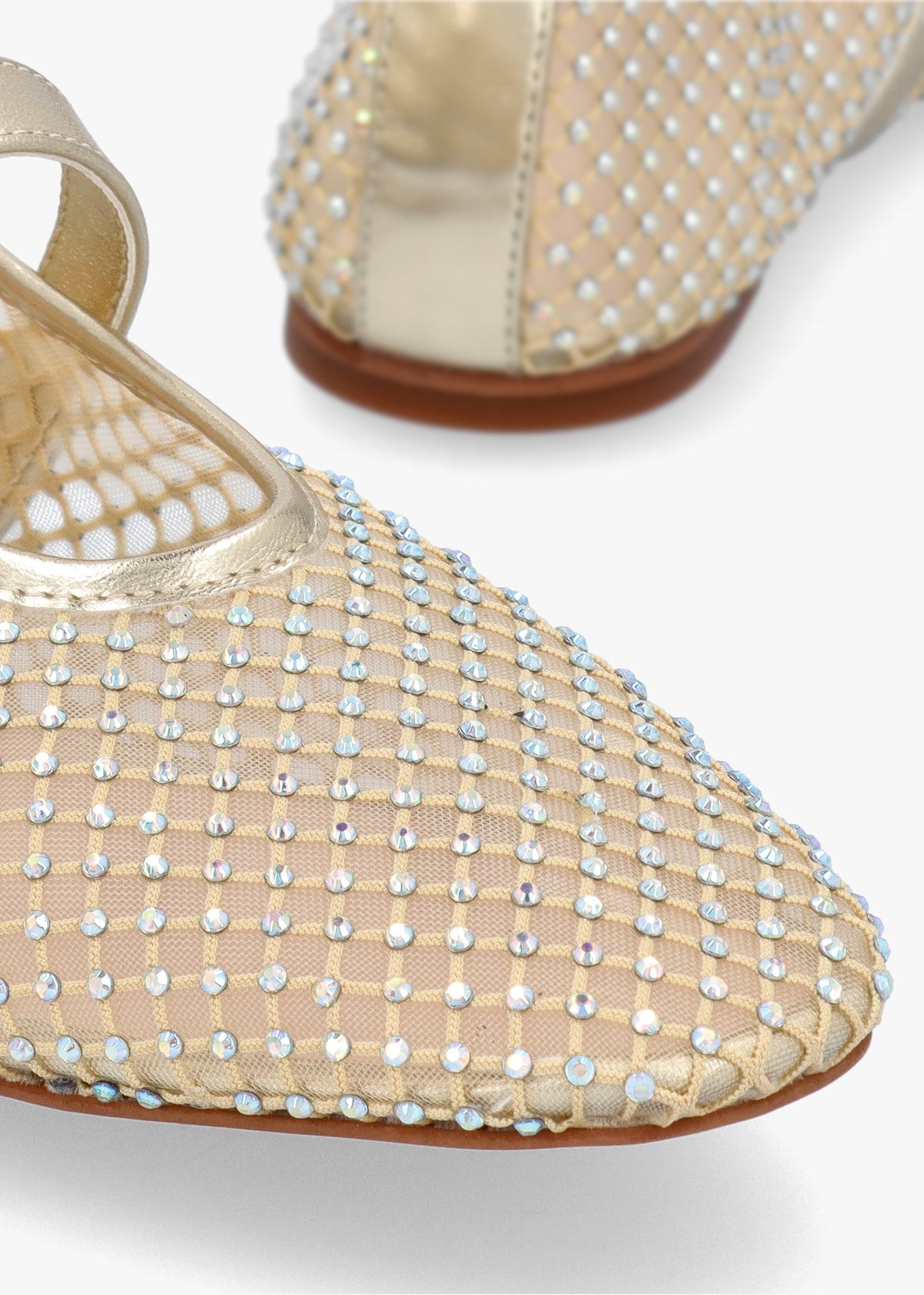 Imesh Gold Crystal Mesh Mary Jane Pumps
