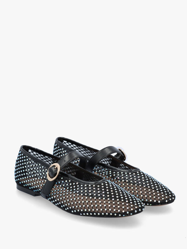 Imesh Black Crystal Mesh Mary Jane Pumps