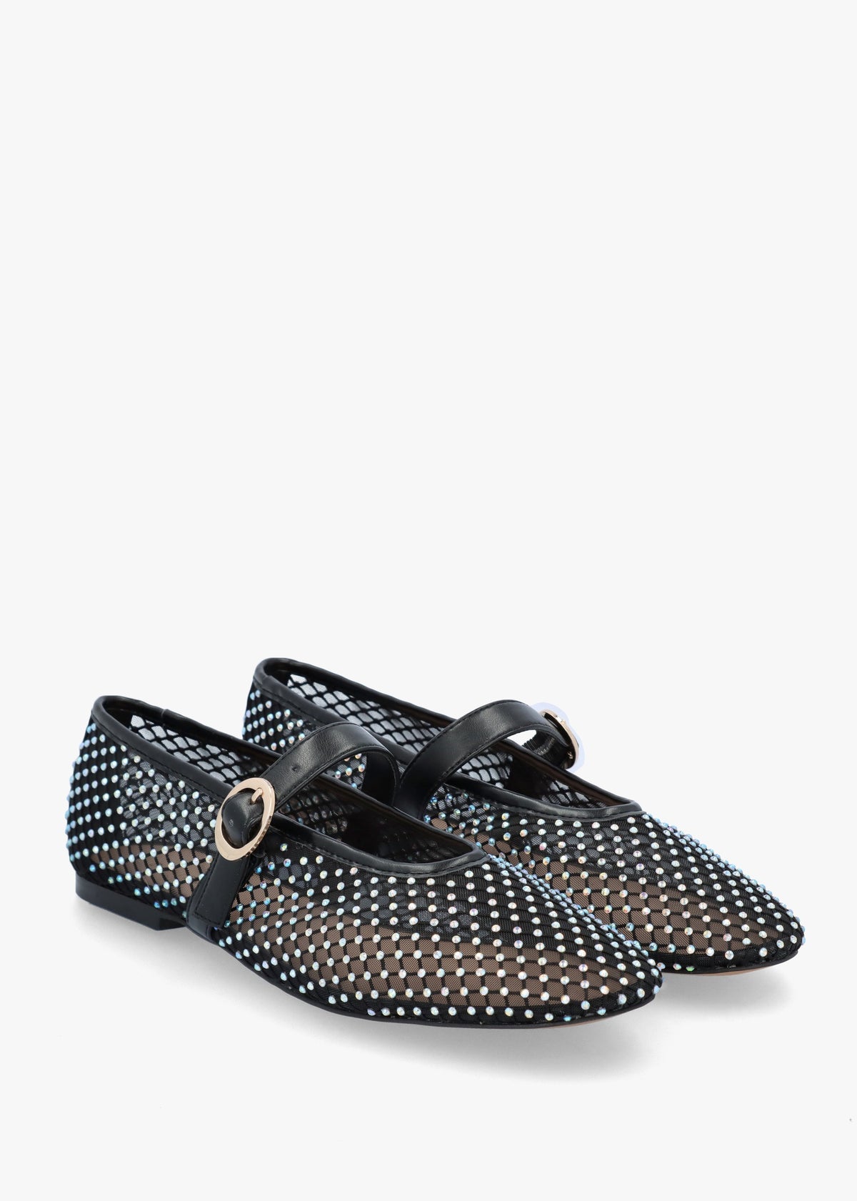 Imesh Black Crystal Mesh Mary Jane Pumps