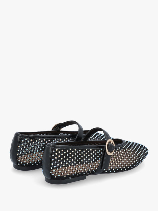 Imesh Black Crystal Mesh Mary Jane Pumps