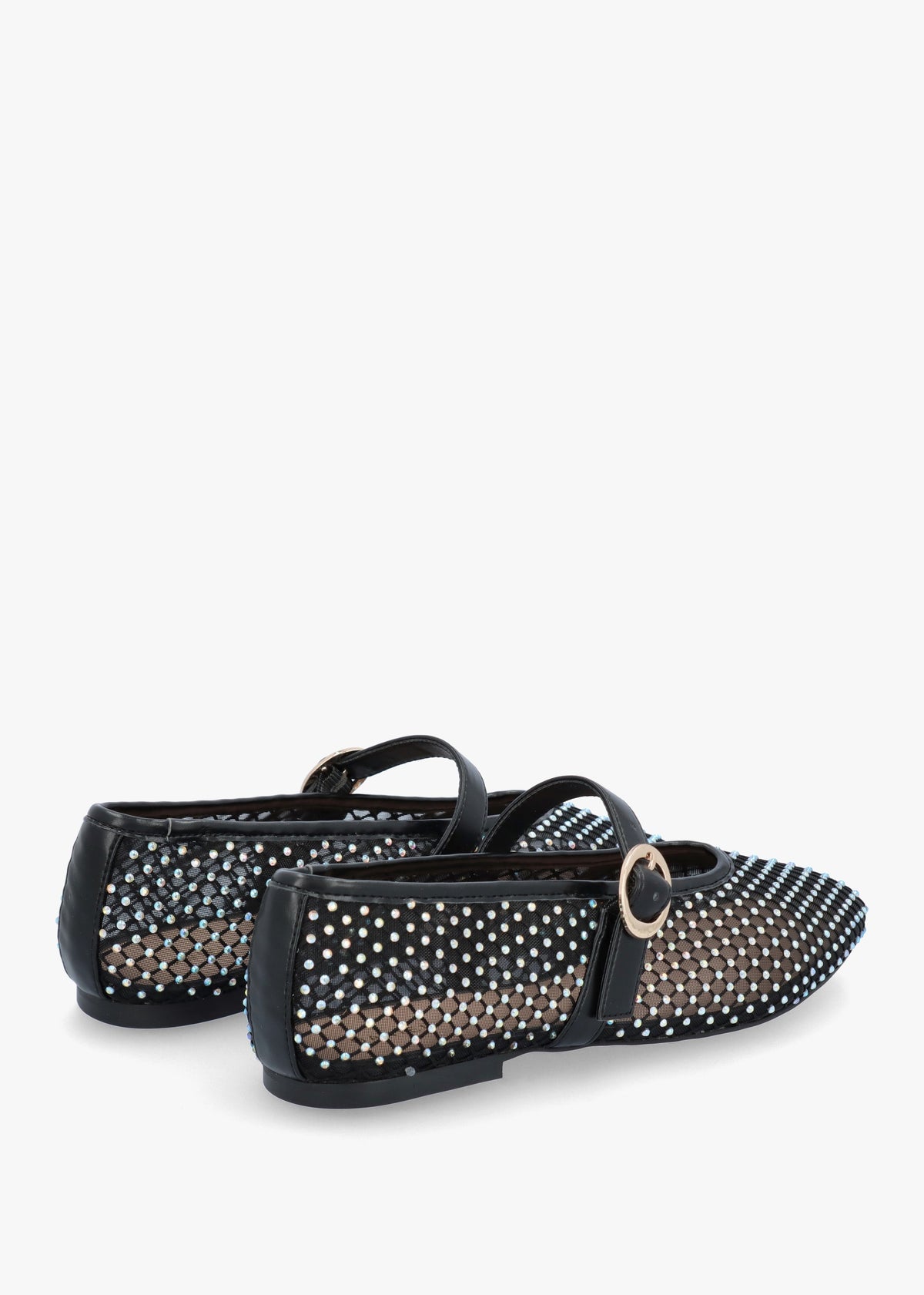 Imesh Black Crystal Mesh Mary Jane Pumps