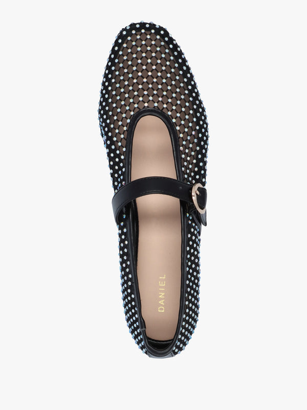 Imesh Black Crystal Mesh Mary Jane Pumps