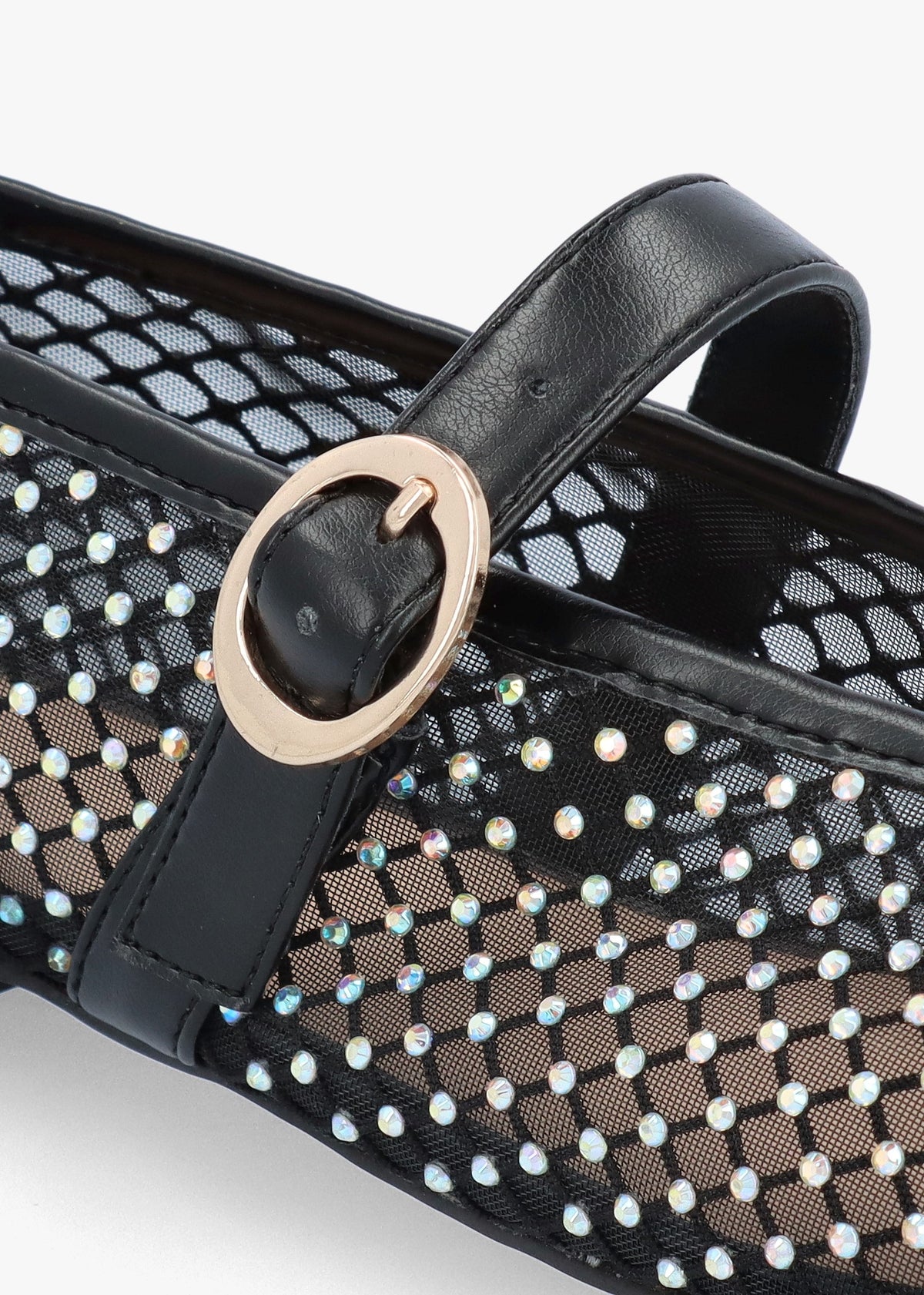Imesh Black Crystal Mesh Mary Jane Pumps