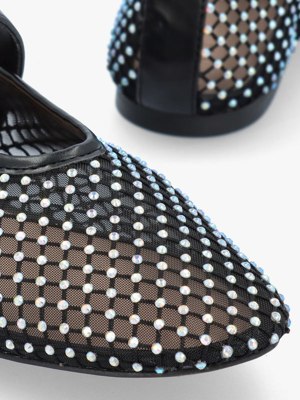 Imesh Black Crystal Mesh Mary Jane Pumps