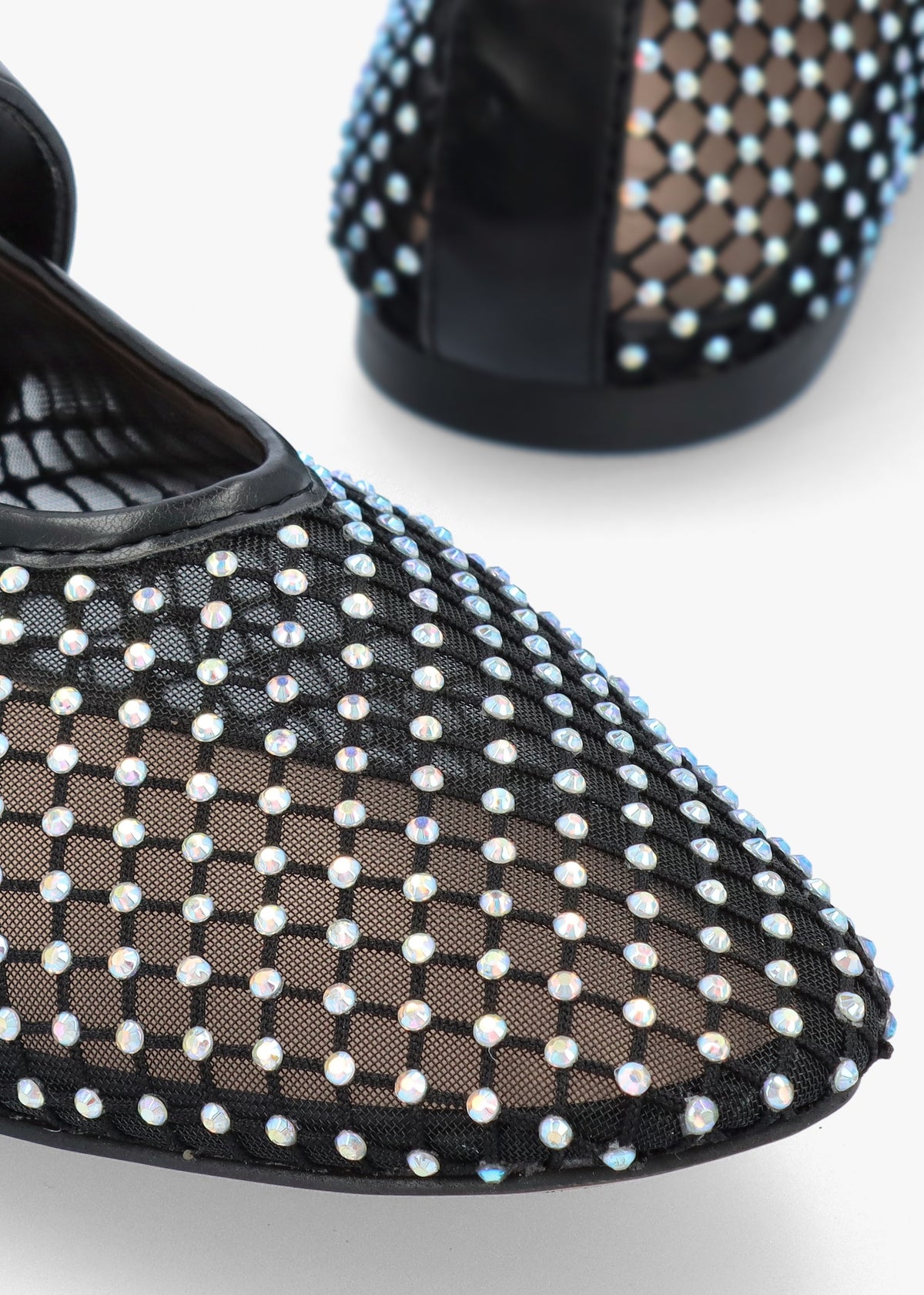Imesh Black Crystal Mesh Mary Jane Pumps