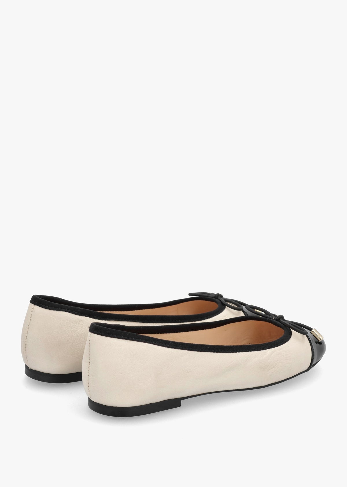 Iball Cream Leather Patent Toe Cap Ballet Pumps