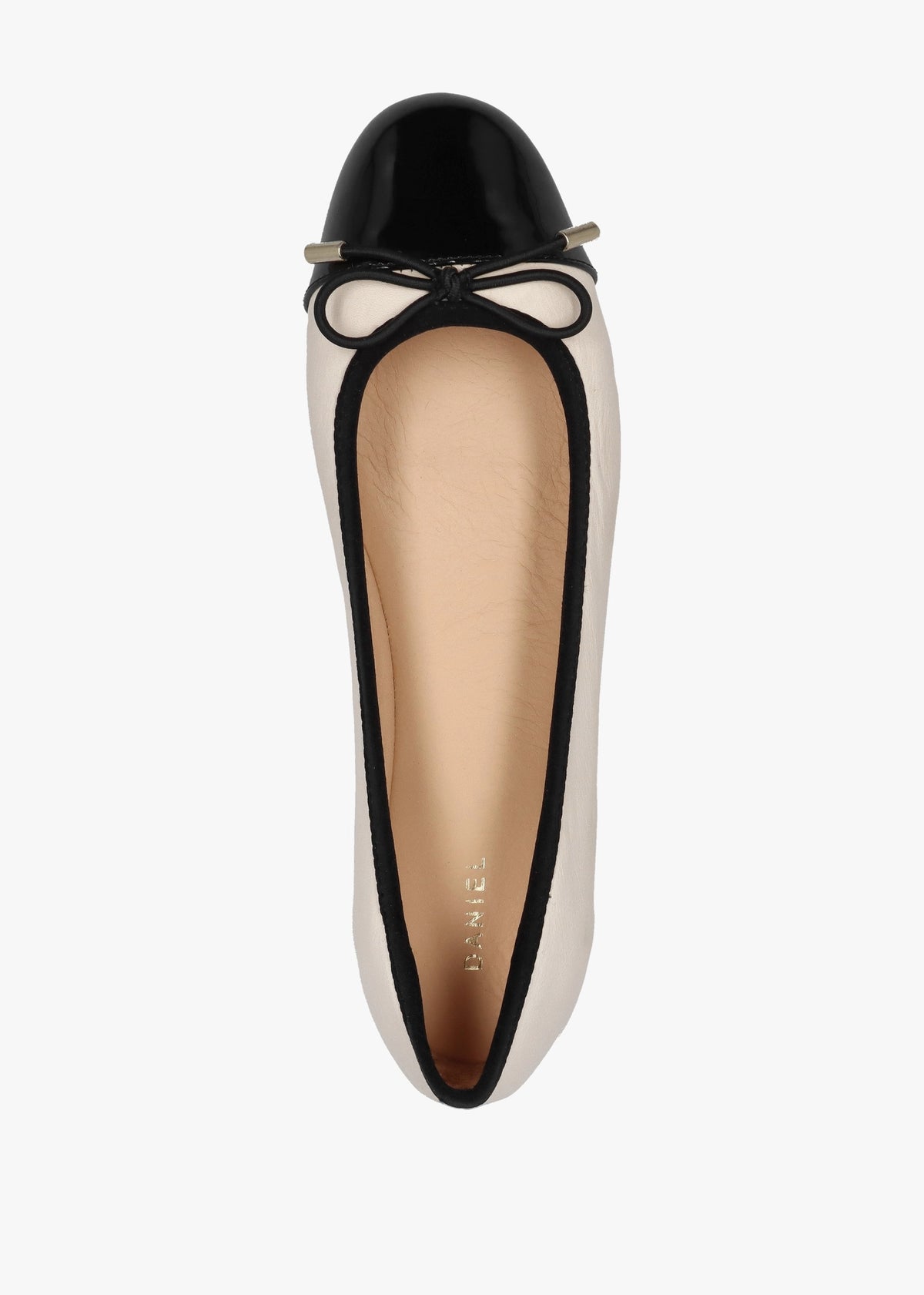 Iball Cream Leather Patent Toe Cap Ballet Pumps
