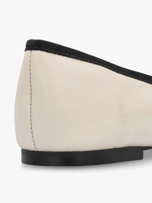 Iball Cream Leather Patent Toe Cap Ballet Pumps