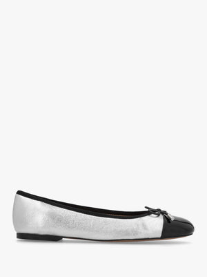 Iball Silver Leather Patent Toe Cap Ballet Pumps