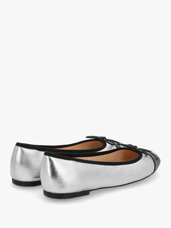 Iball Silver Leather Patent Toe Cap Ballet Pumps