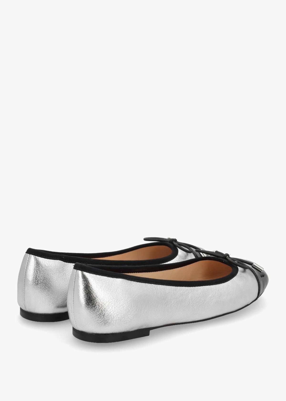 Iball Silver Leather Patent Toe Cap Ballet Pumps