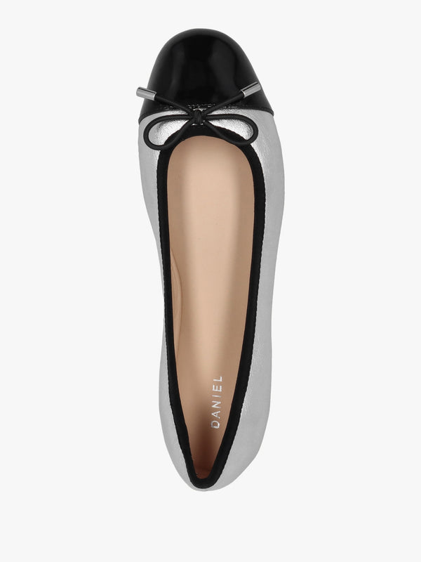 Iball Silver Leather Patent Toe Cap Ballet Pumps