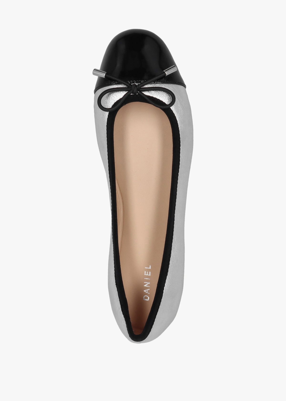 Iball Silver Leather Patent Toe Cap Ballet Pumps