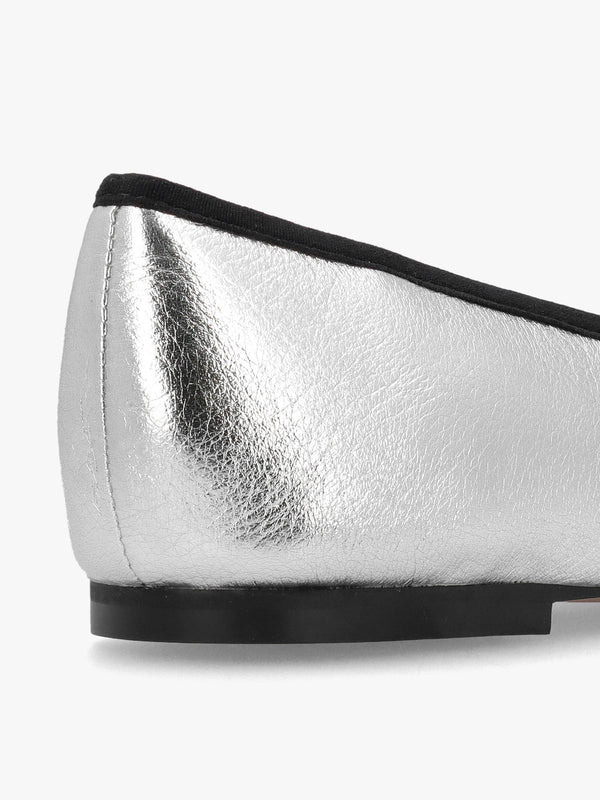 Iball Silver Leather Patent Toe Cap Ballet Pumps