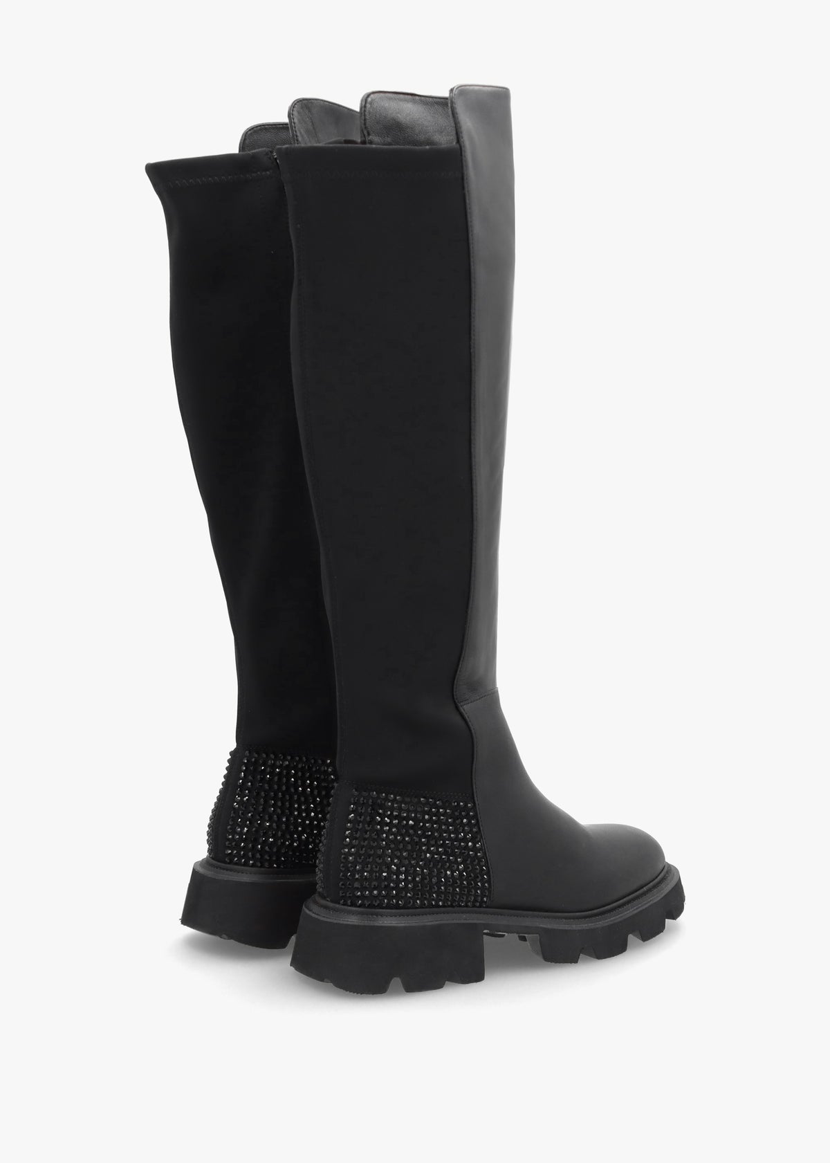 Alice Black Leather Elasticated Over The Knee Boots