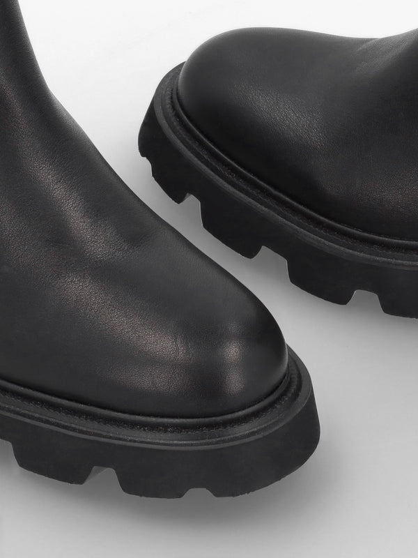 Alice Black Leather Elasticated Over The Knee Boots
