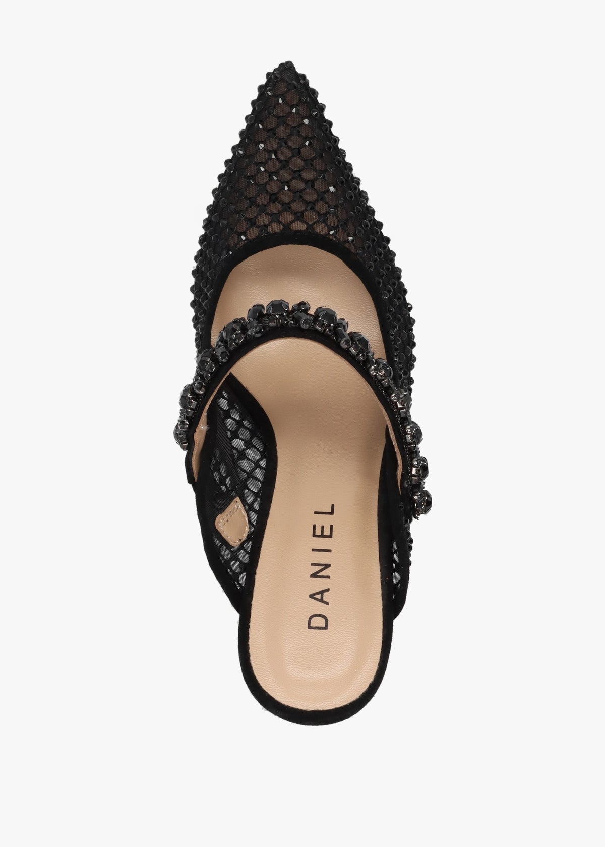 Alma Black Crystal Mesh Heeled Mary Janes