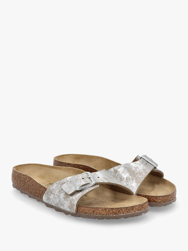 Madrid Synthetic Washed Metallic Silver Mules