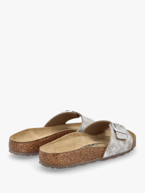Madrid Synthetic Washed Metallic Silver Mules