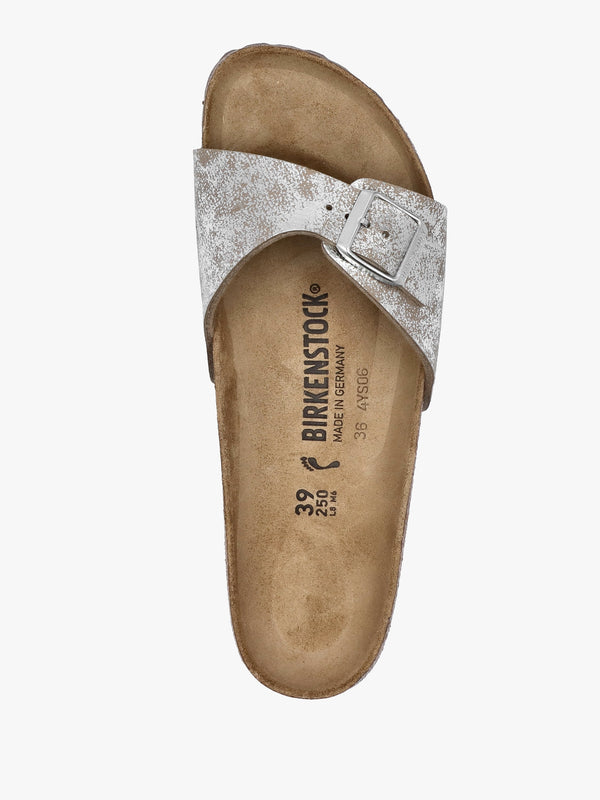 Madrid Synthetic Washed Metallic Silver Mules