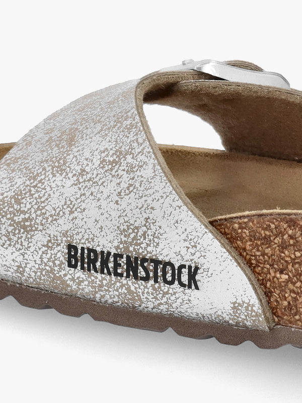 Madrid Synthetic Washed Metallic Silver Mules