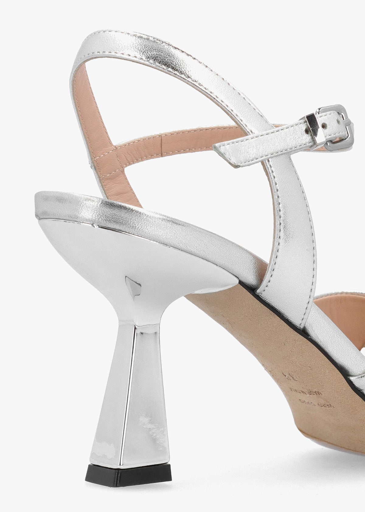 Silver Leather Cross Strap Heeled Sandals