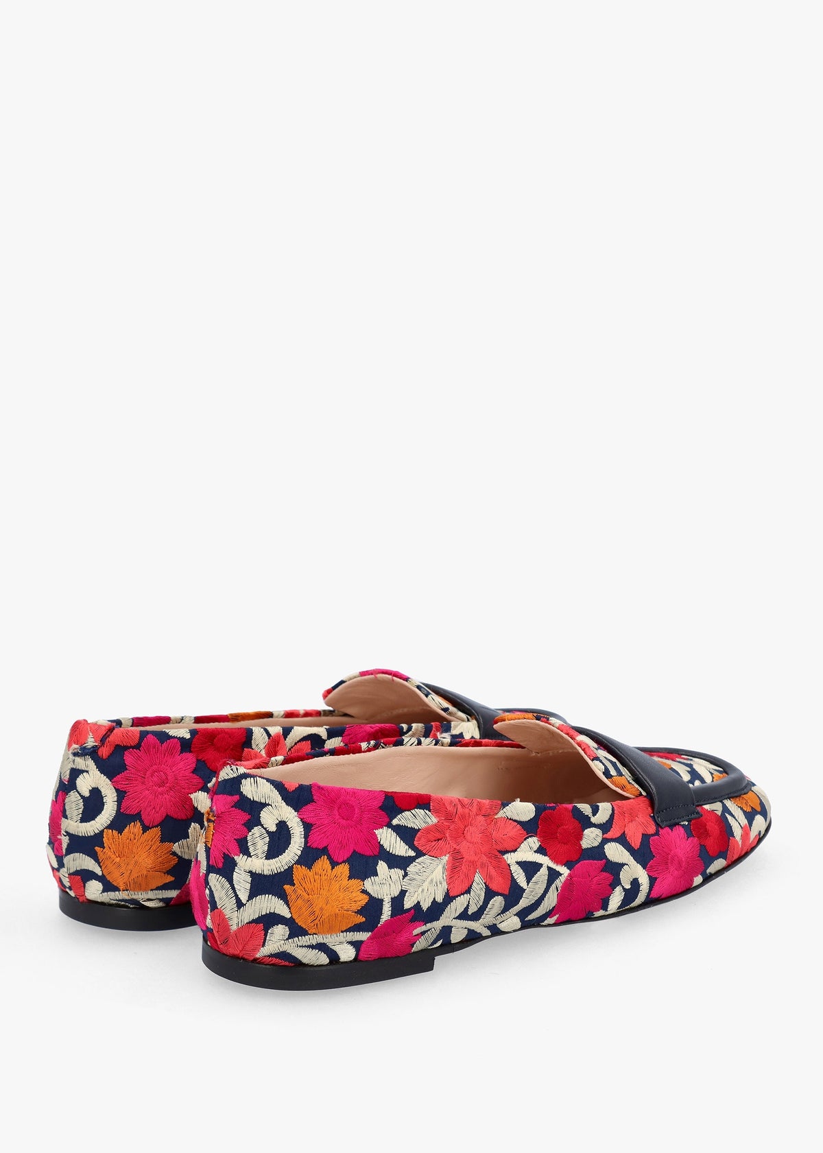 Multicoloured Floral Embroidered Loafers